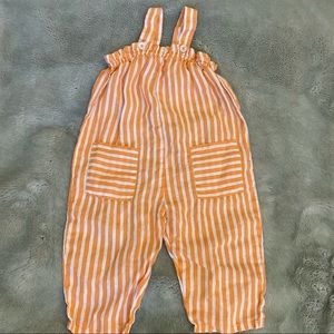 Zara kids linen jumpsuit with orange stripes